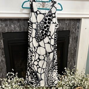 Chico's Black and White Abstract Midi Dress